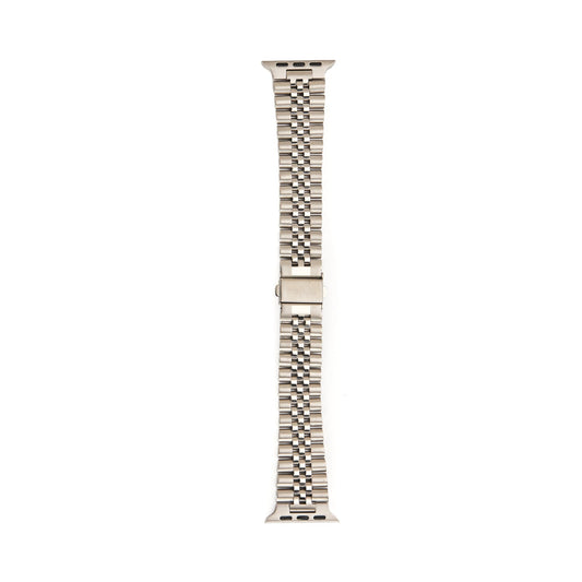 Stainless Steel Link Bracelet Band - The Perth in Silver Large - Compatible with Apple Watch Size 42mm to 45mm-1