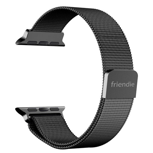 Stainless Steel Link Woven Mesh Infinite Loop Band - The Melbourne in Black Large - Compatible with Apple Watch Size 42mm to 45mm-1